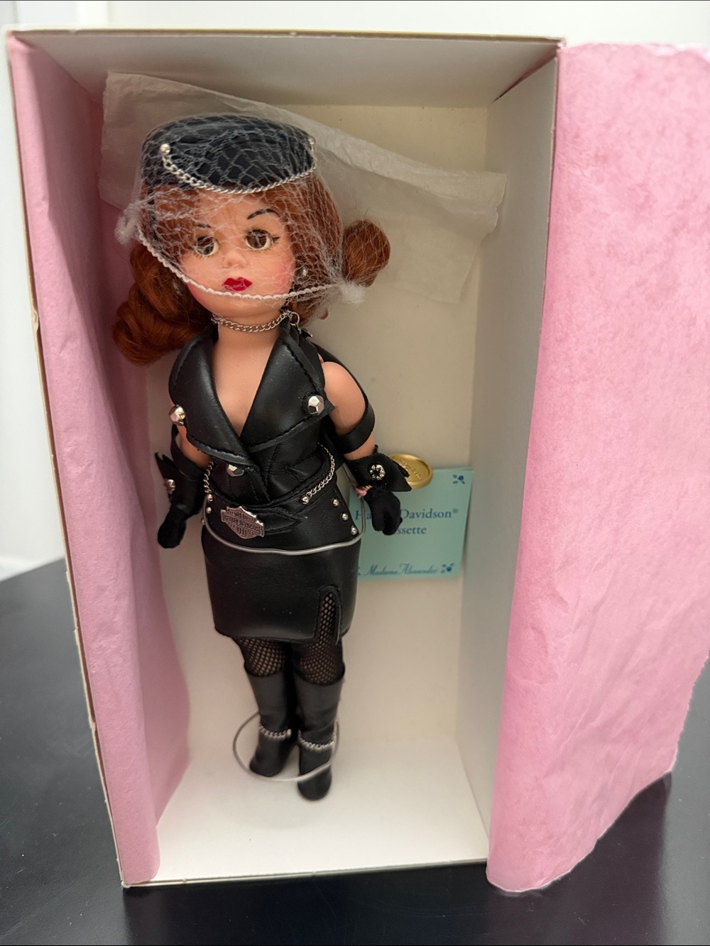 Madame Alexander Harley Davidson Doll in Black Leather Outfit